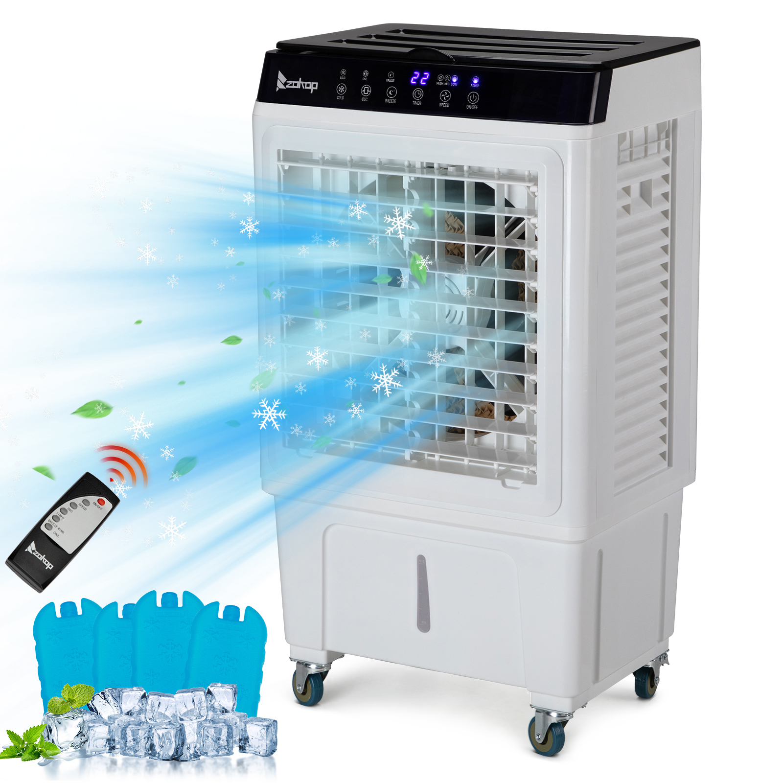 ZOKOP 3-in-1 Portable Evaporative Air Cooler 7.93Gal/30L Water