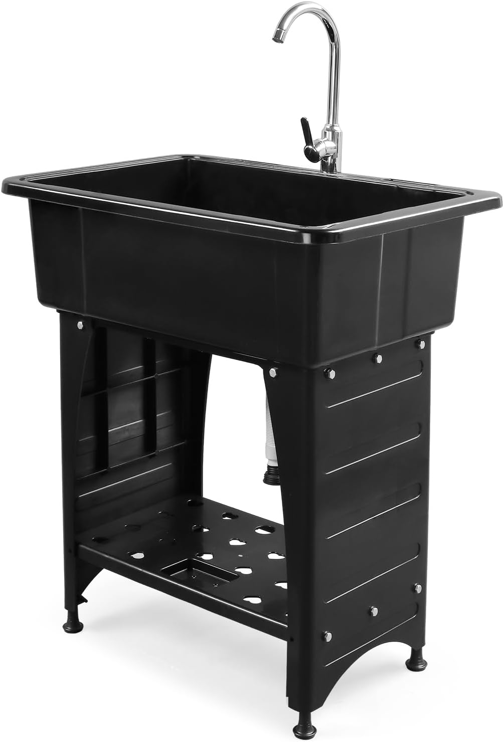Free Standing Double Bowl Stainless Steel Utility Sink – Laundry Tub With Faucet, Heavy Duty Indoor/Outdoor Wash Station