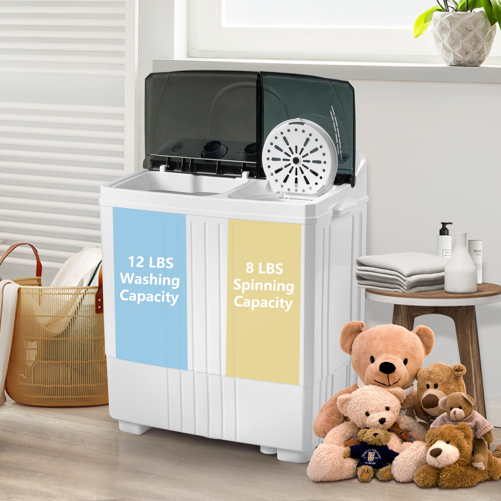 20LBS Portable Washing Machine Compact Twin Tub Laundry Washer