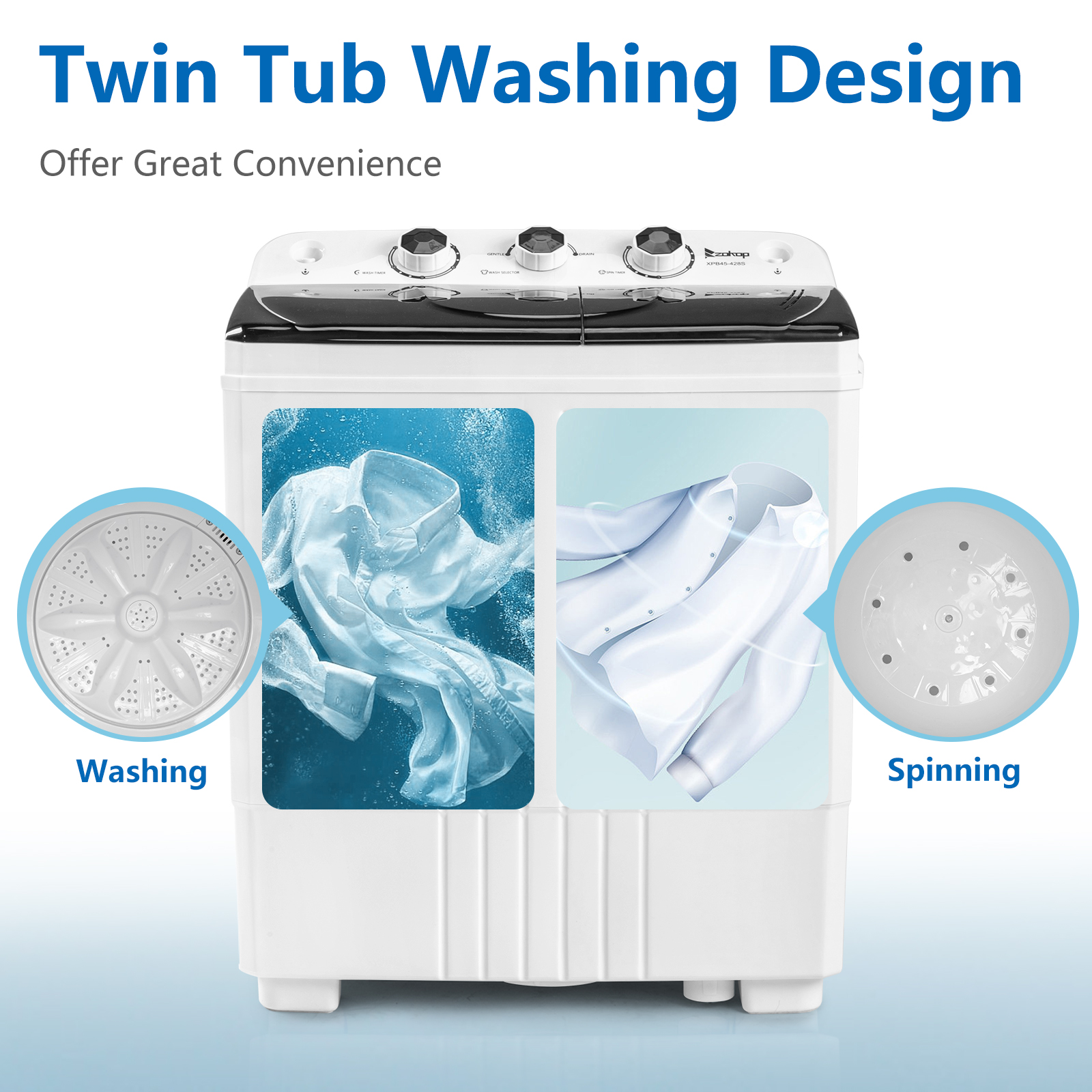 20LBS Portable Washing Machine Compact Twin Tub Laundry Washer