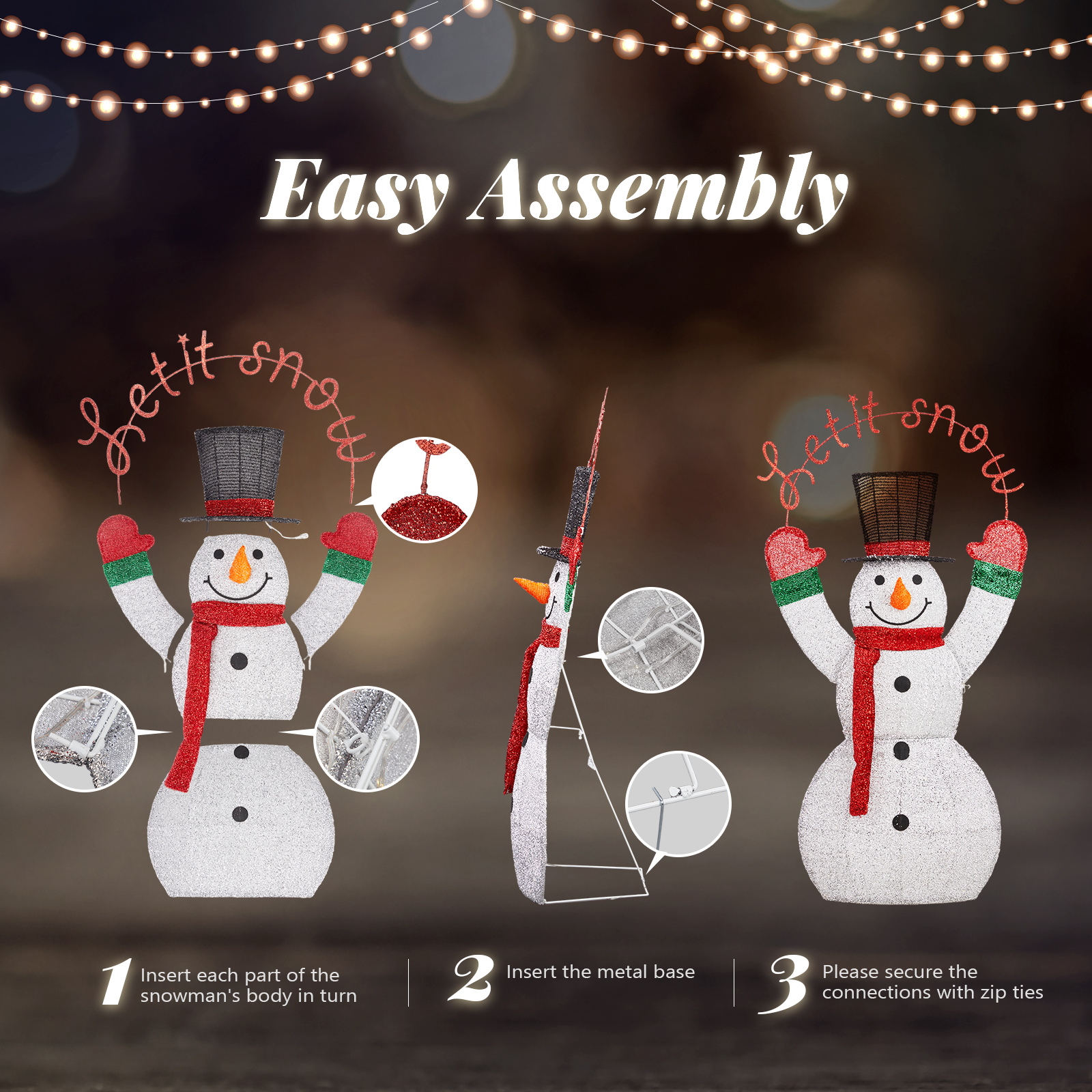 47in Lighted Snowman Outdoor Christmas Decoration with 120