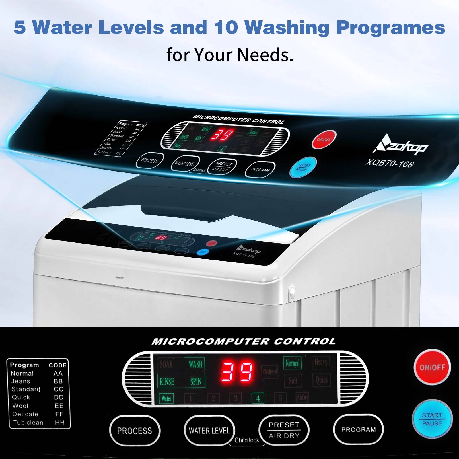 always do what you should do エコバ 25LBS Portable Washing Machine, 2.3cu.ft Full-Automatic Electric