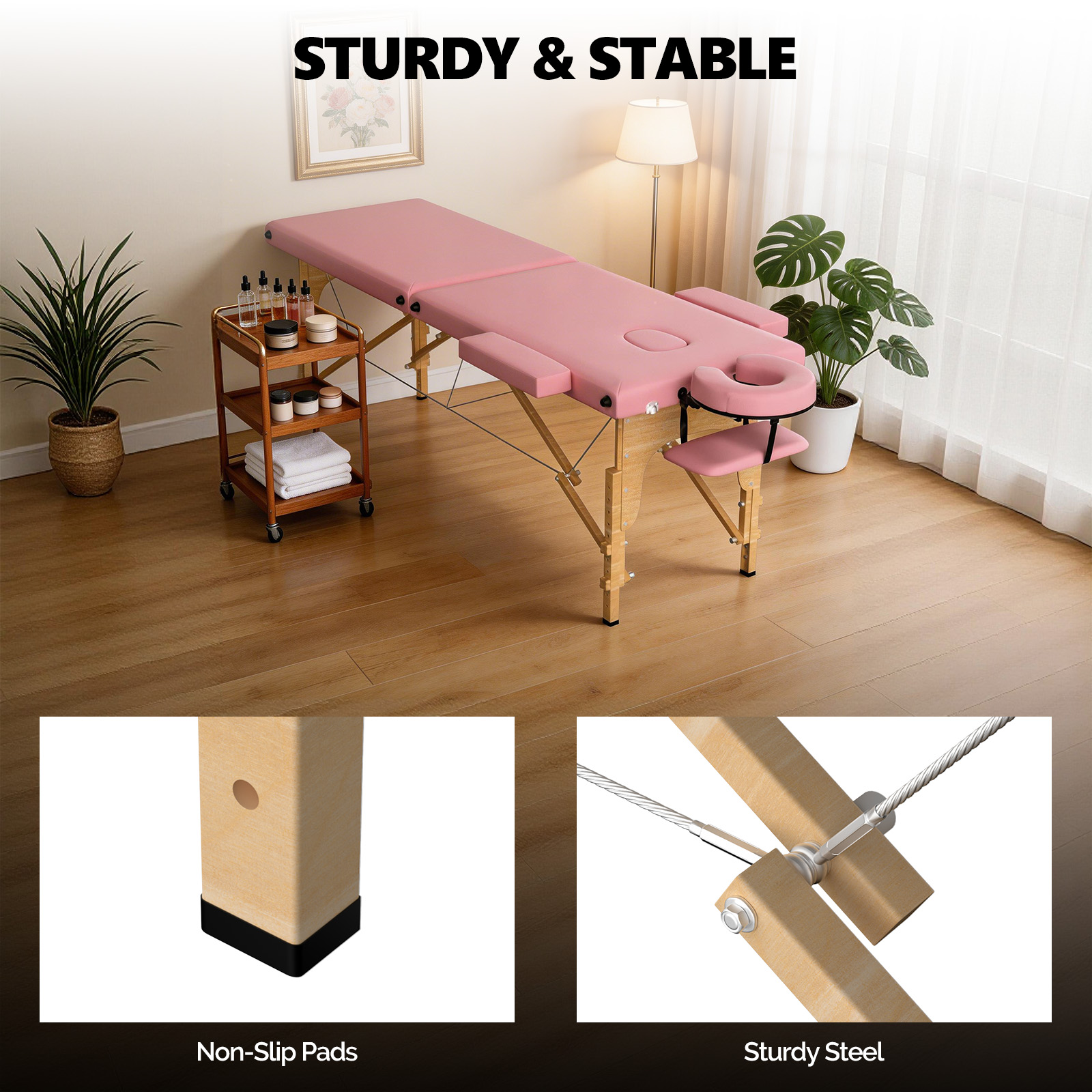 Portable Foldable Massage Table, 2-Fold Professional Massage Bed
