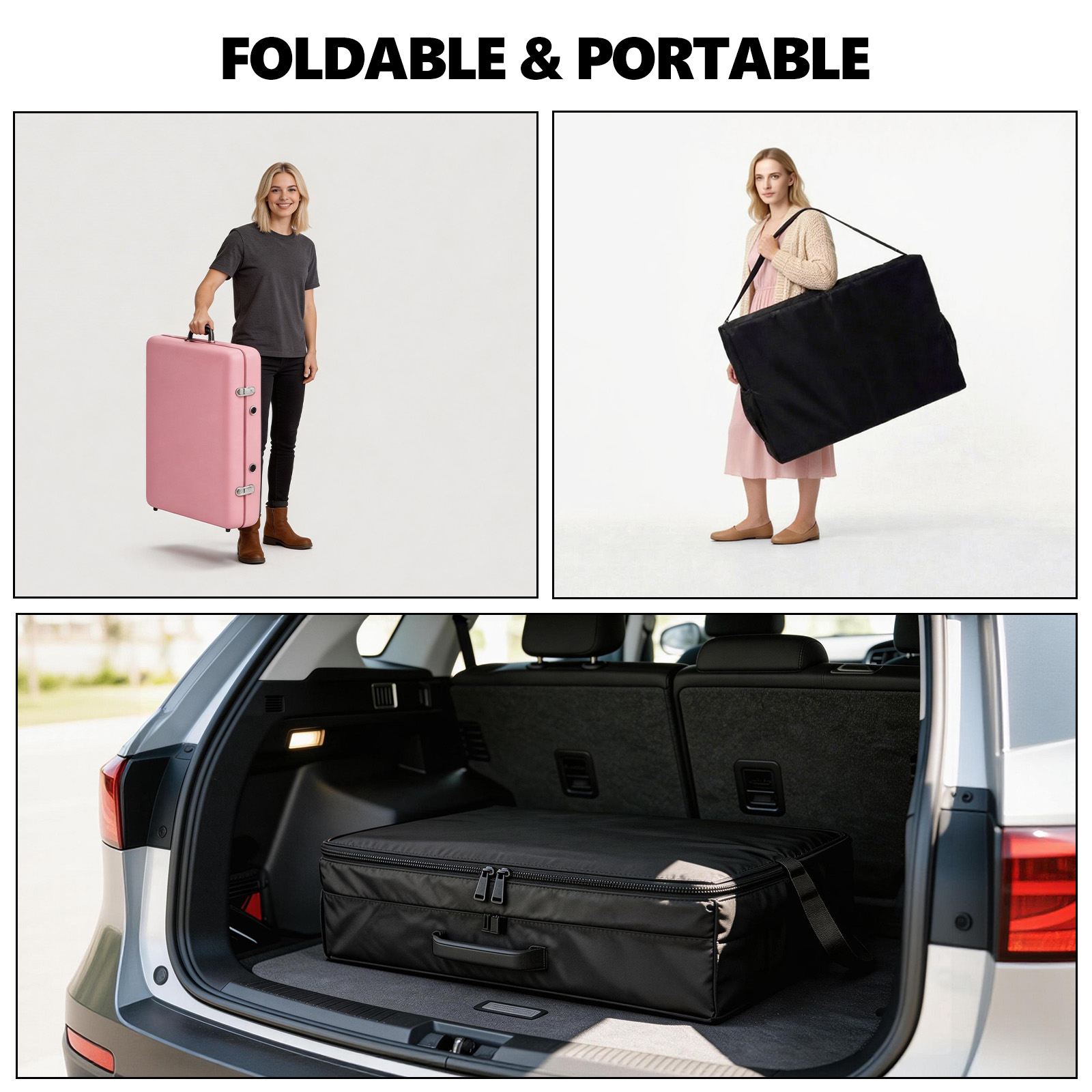 Portable Foldable Massage Table, 2-Fold Professional Massage Bed