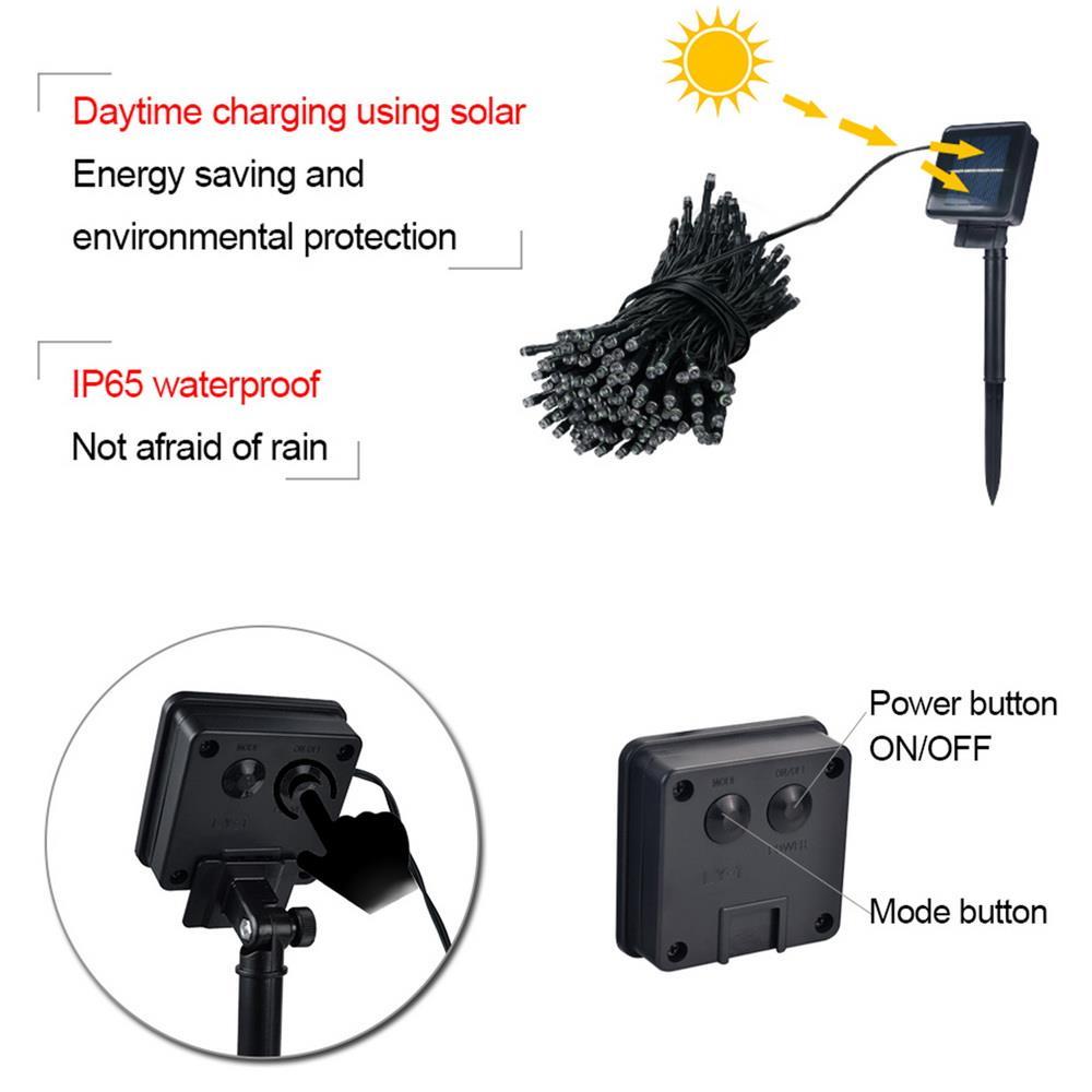 100-500 LED Solar Powered String Fairy Lights Outdoor Garden Wedding Party Xmas