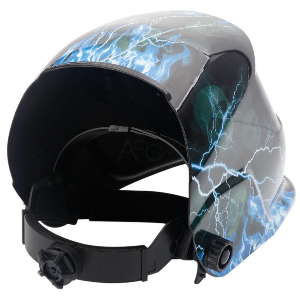 NewXDH Auto Darkening Welding Helmet+Grinding Skull Hood Mask welder Flame DH-A
