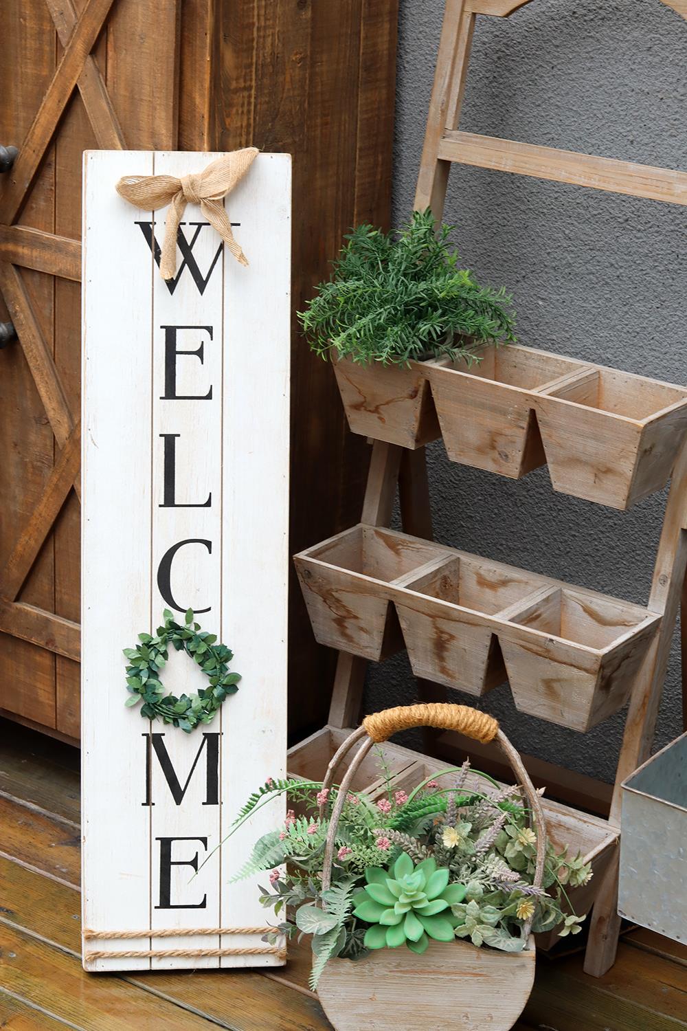 Farmhouse Sign Wood Welcome Vertical Home Decor Wooden Rustic