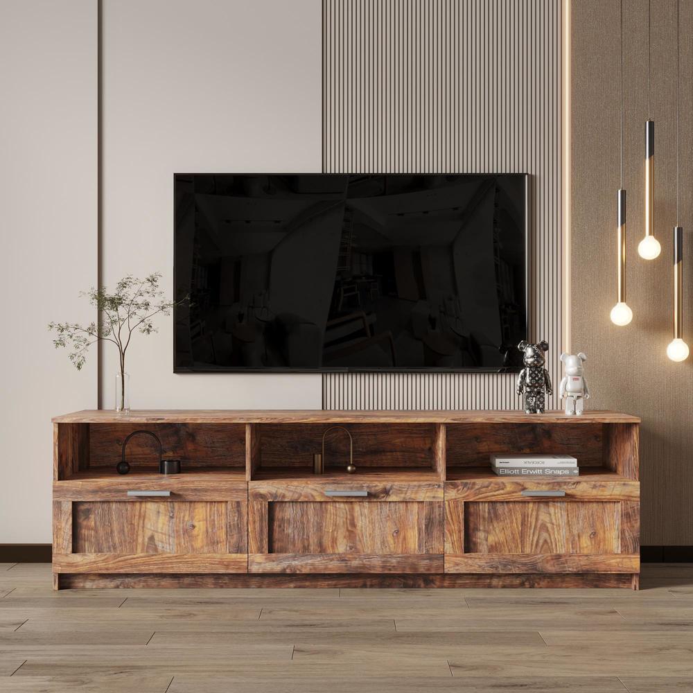 Easy Assembly minimalist TV cabinet 80 inch TV stand open