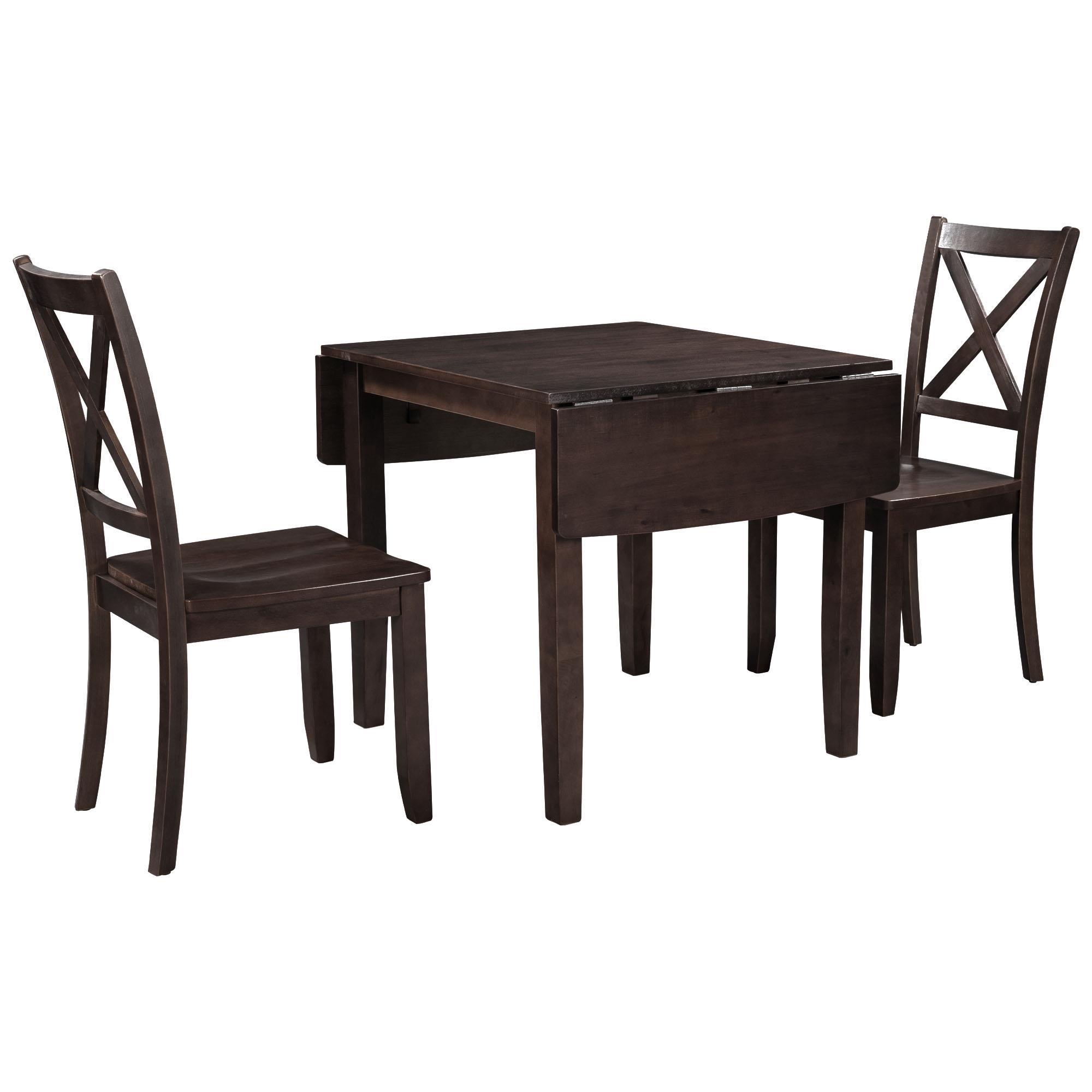 3-Piece Extendable Drop Leaf Design Wood Breakfast Nook Dining