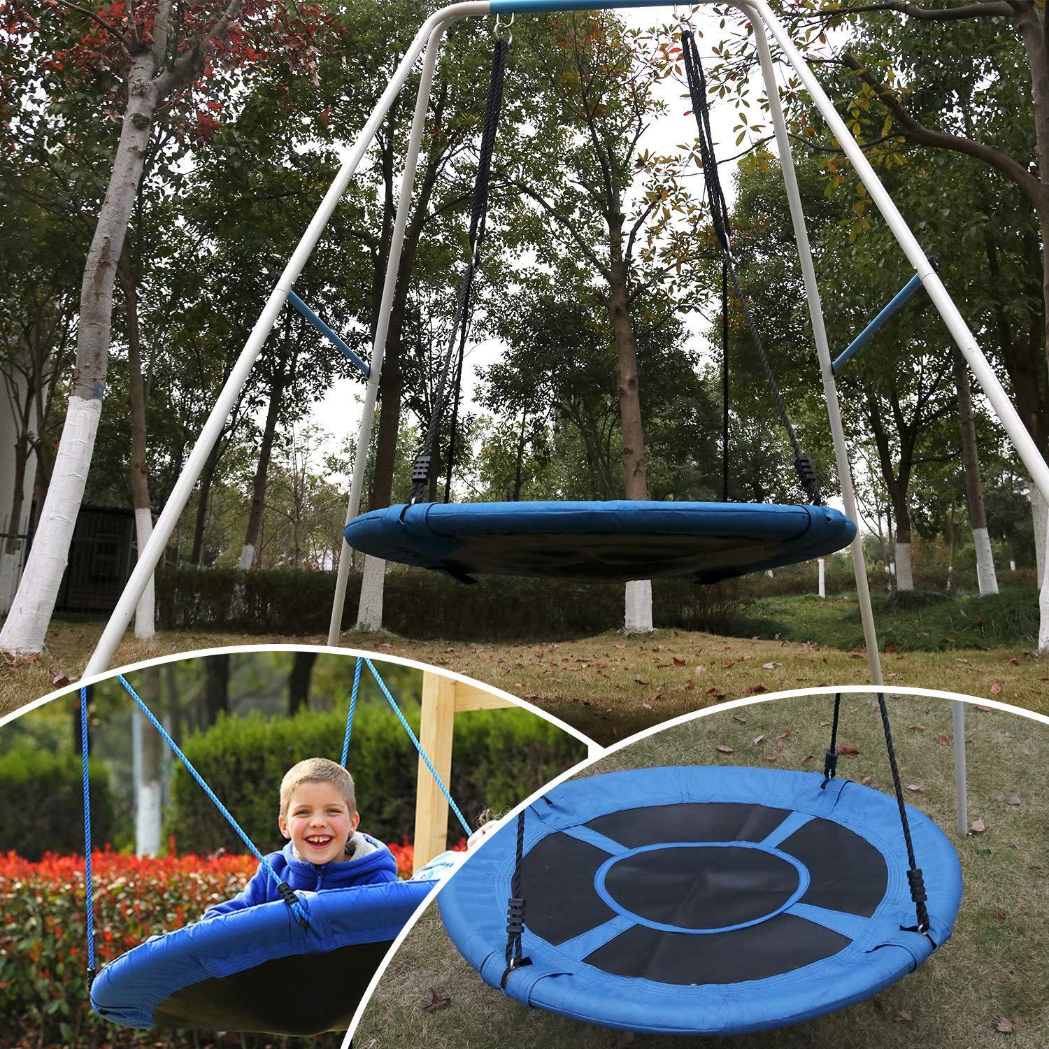 40/" Wide Children/'s Platform Swing Tree Spider Web Swing Hook Hanger Nylon Blue