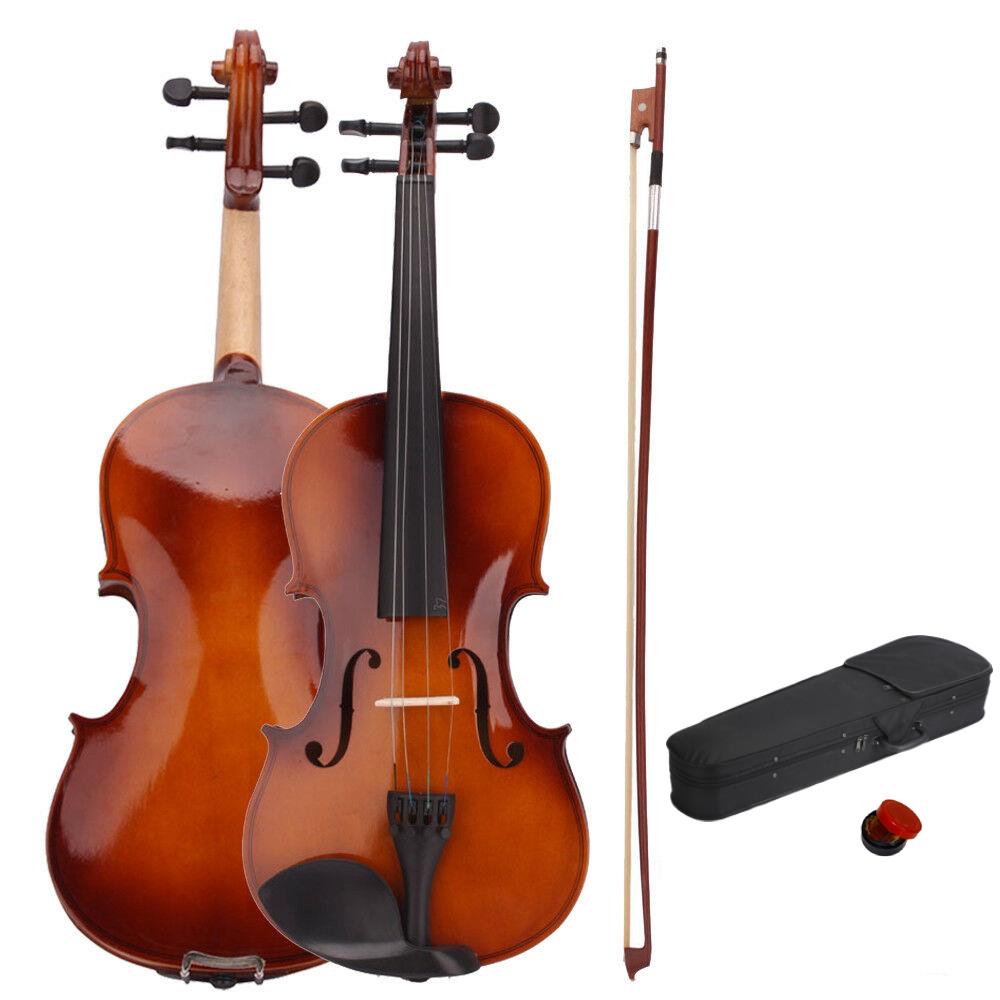 New 4/4 Full Size Natural Color Acoustic Violin w/ Case Bow Rosin
