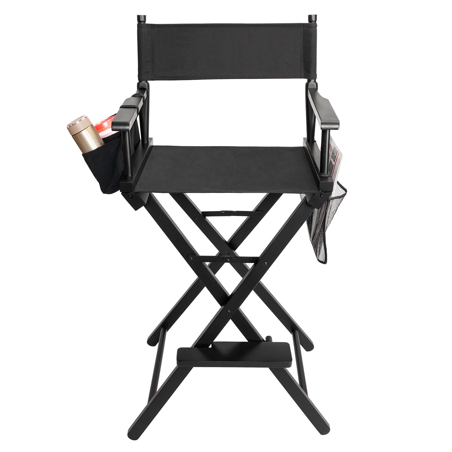Directors Chair Canvas Tall Seat Black Wood Folding Hair Stylist W