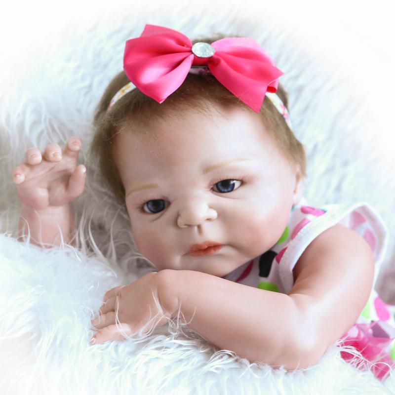 23/" Lifelike Full Body Silicone Girl Baby Doll Newborn Preemie Dolls Babies