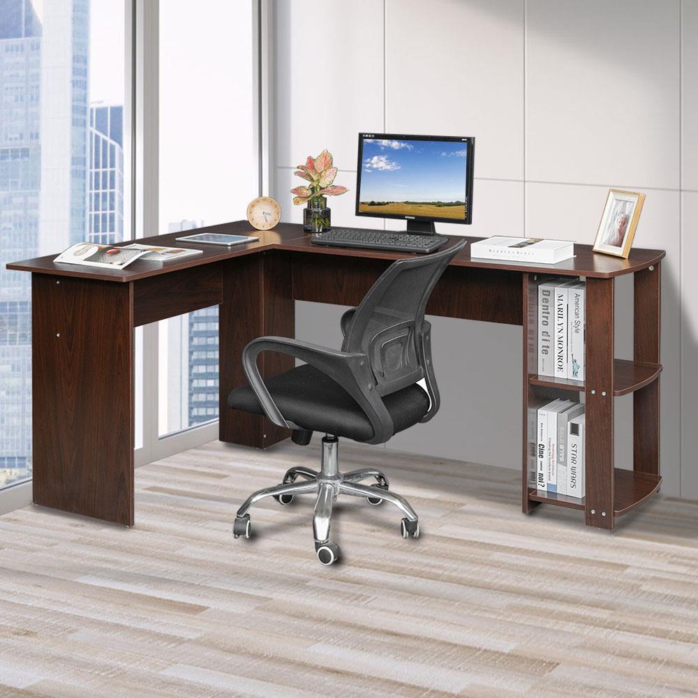 L Shapped Desk Corner Computer Desk With Bookshelf Pc Laptop