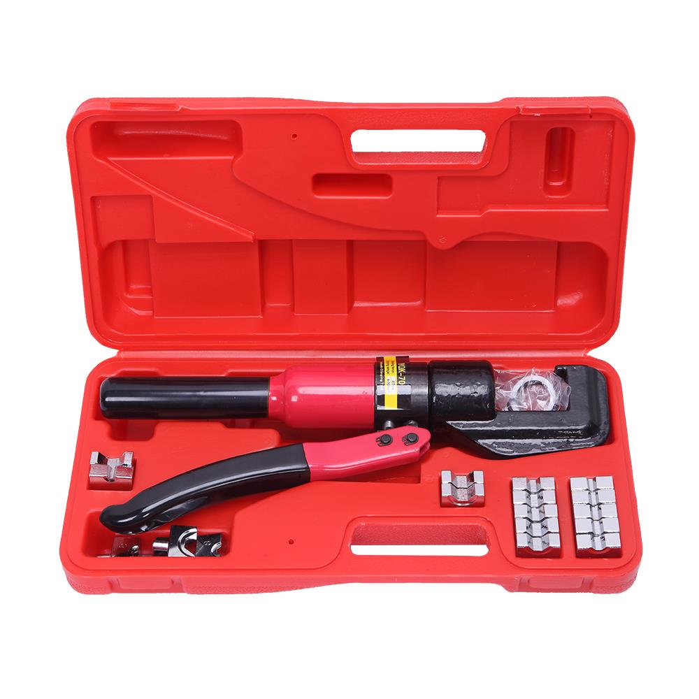 10-Ton Hydraulic Crimping Battery Cable Wire Crimper Lug Terminal Tool w// 9 Dies