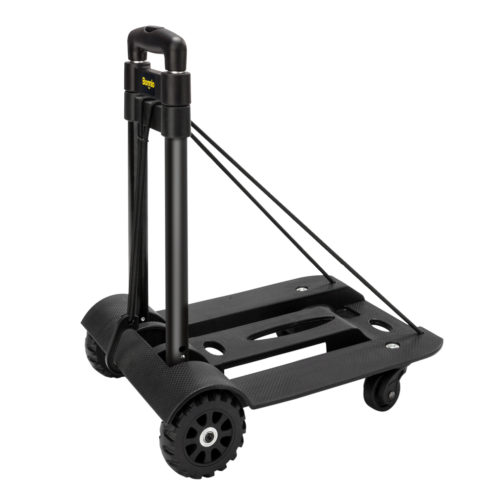 Portable Mini Folding Luggage Cart Push Dolly Hand Truck Trolley W/ 2