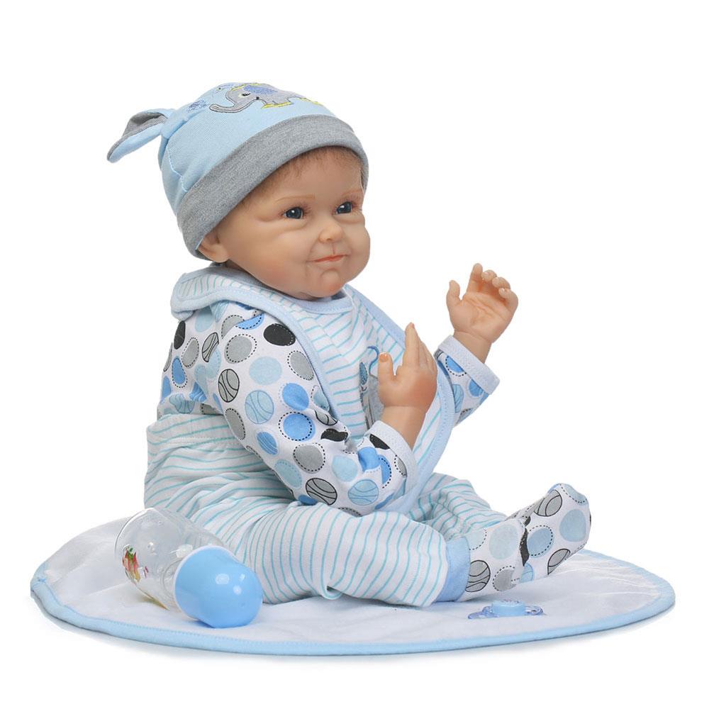 22 Inch Soft Silicone Vinyl Reborn Baby Dolls Boy Lifelike Newborn Partner Toy