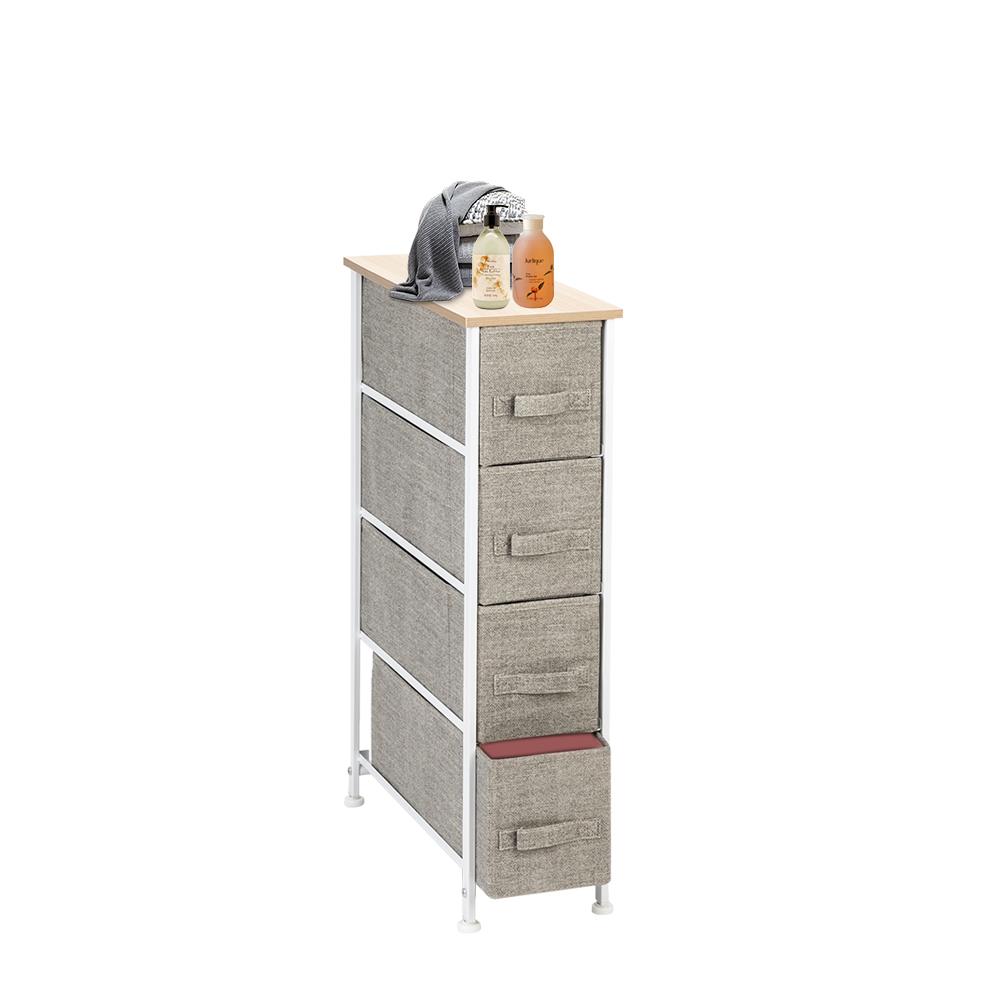 Fabric 4 Drawers Narrow Dresser Vertical Storage Organizer Tower