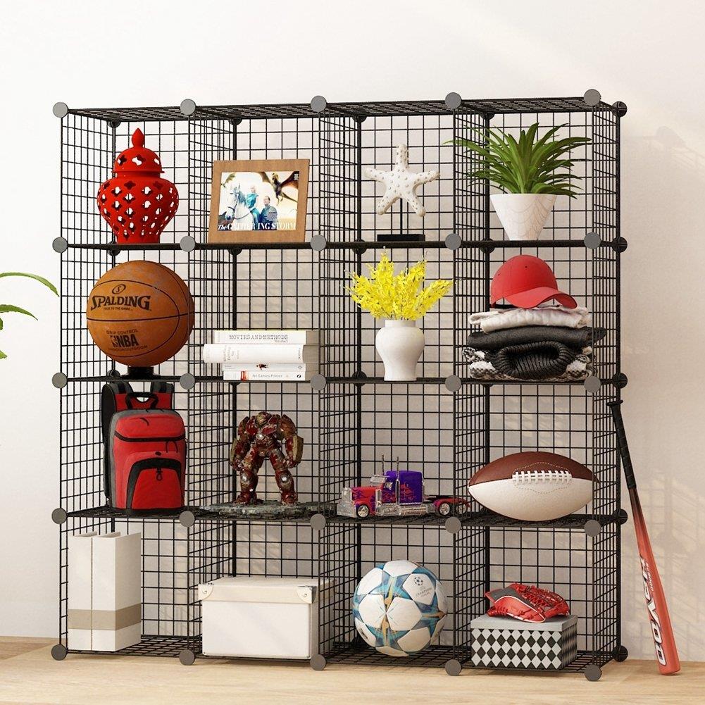 16 Cube Wire Grid Organizer Bookcase Storage Wardrobe Closet