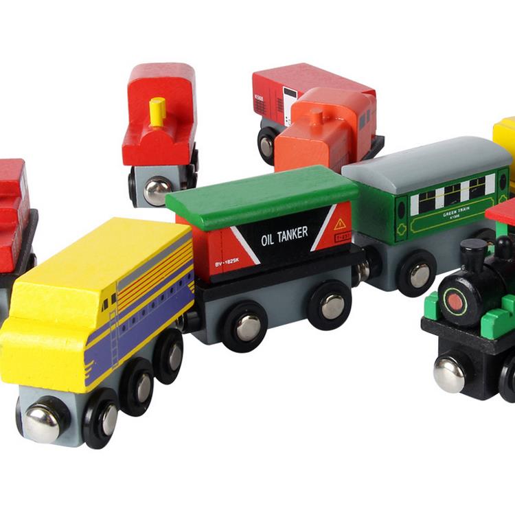 12 Piece Wooden Train Cars Set Includes 3 Engines Train