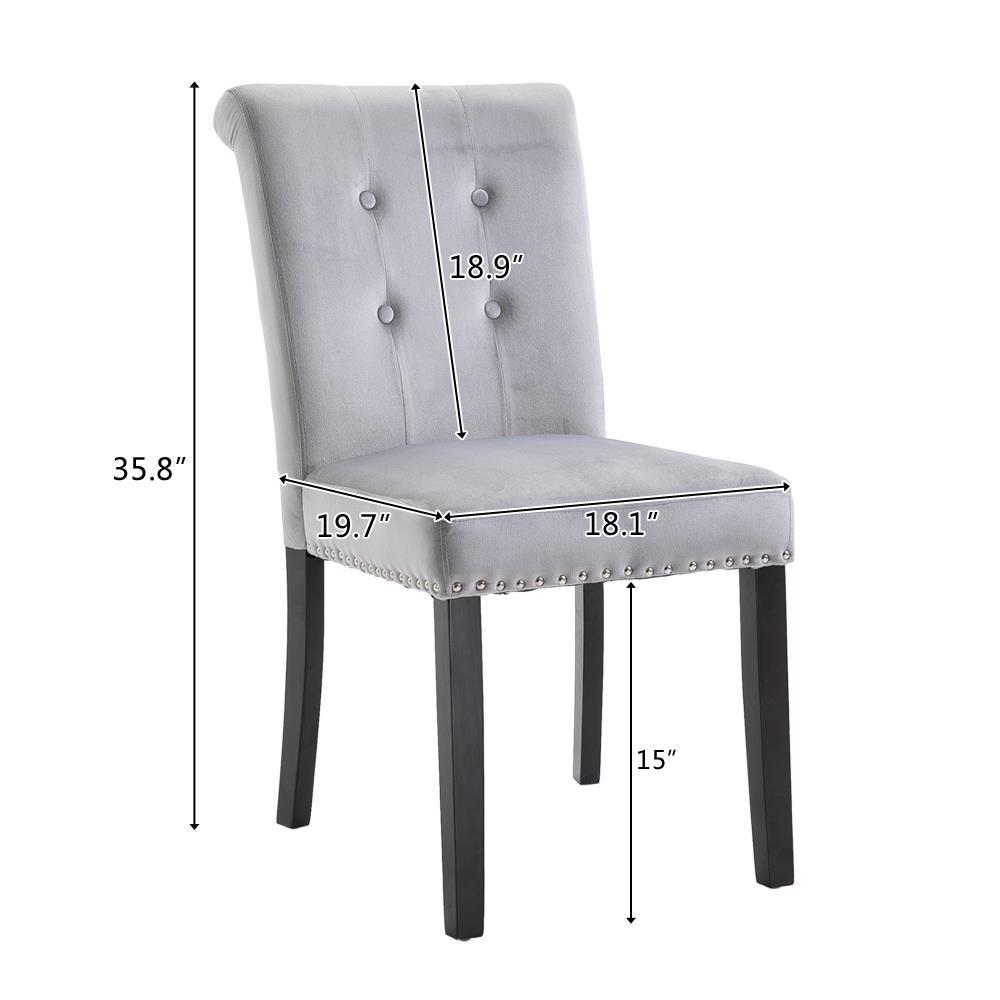 Set of 6 Elegant Fabric Dining Chairs Tufted Upholstered ...