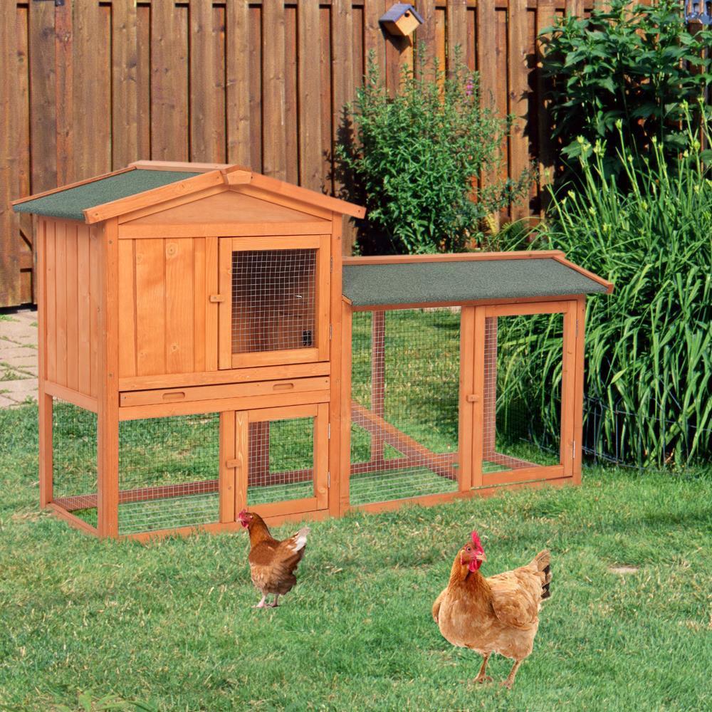 Wooden Chicken Coop Hen House Poultry Hutch Pet Cage w/ Nesting Box