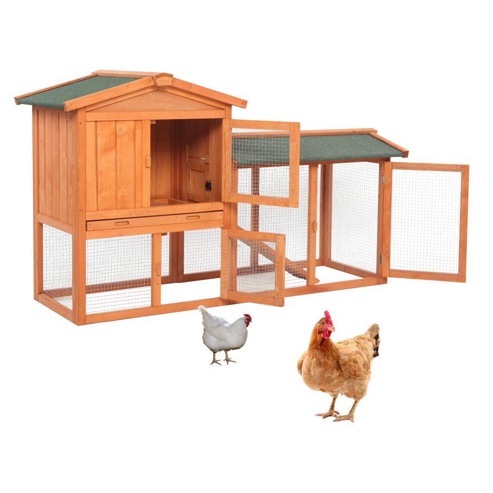 Wooden Chicken Coop Hen House Poultry Hutch Pet Cage w/ Nesting Box