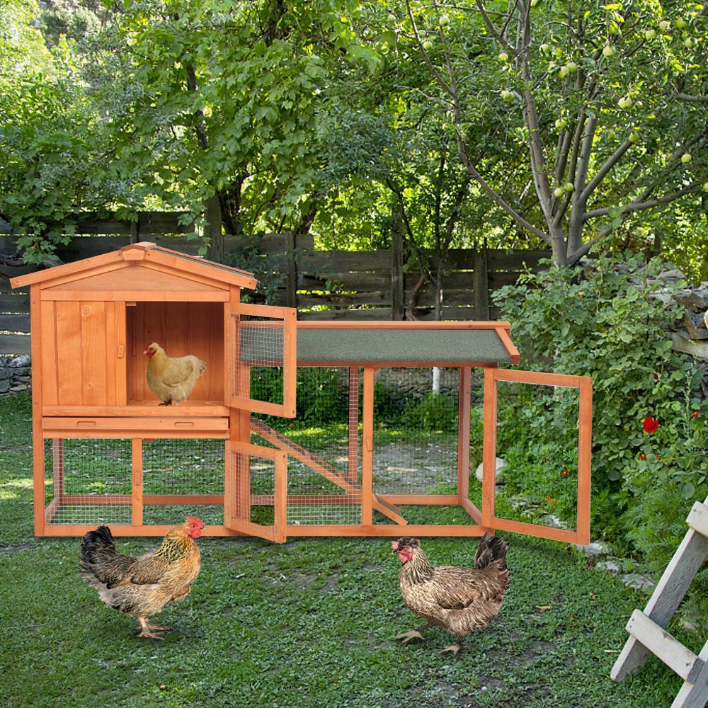 Wooden Chicken Coop Hen House Poultry Hutch Pet Cage w/ Nesting Box