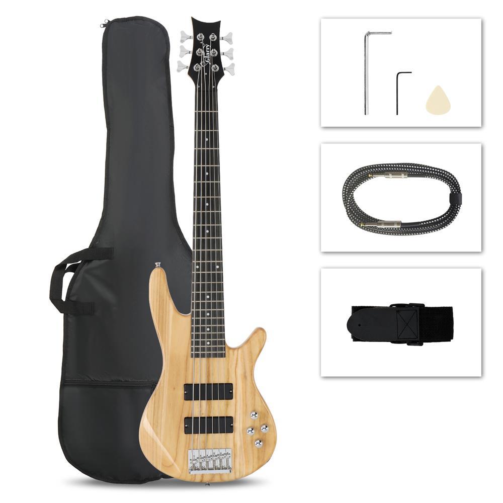 Glarry Full Size GIB 6 String H-H Pickup Electric Bass Guitar for