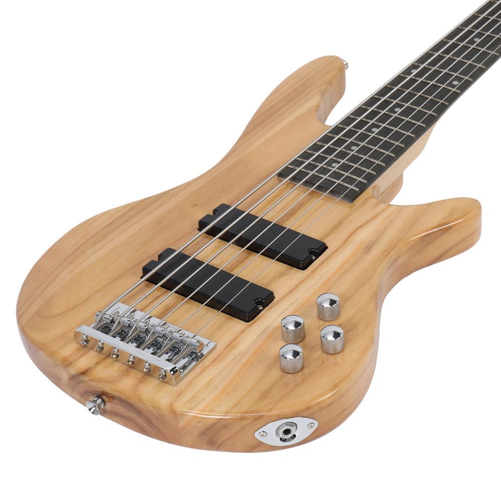 Glarry Full Size GIB 6 String H-H Pickup Electric Bass Guitar for