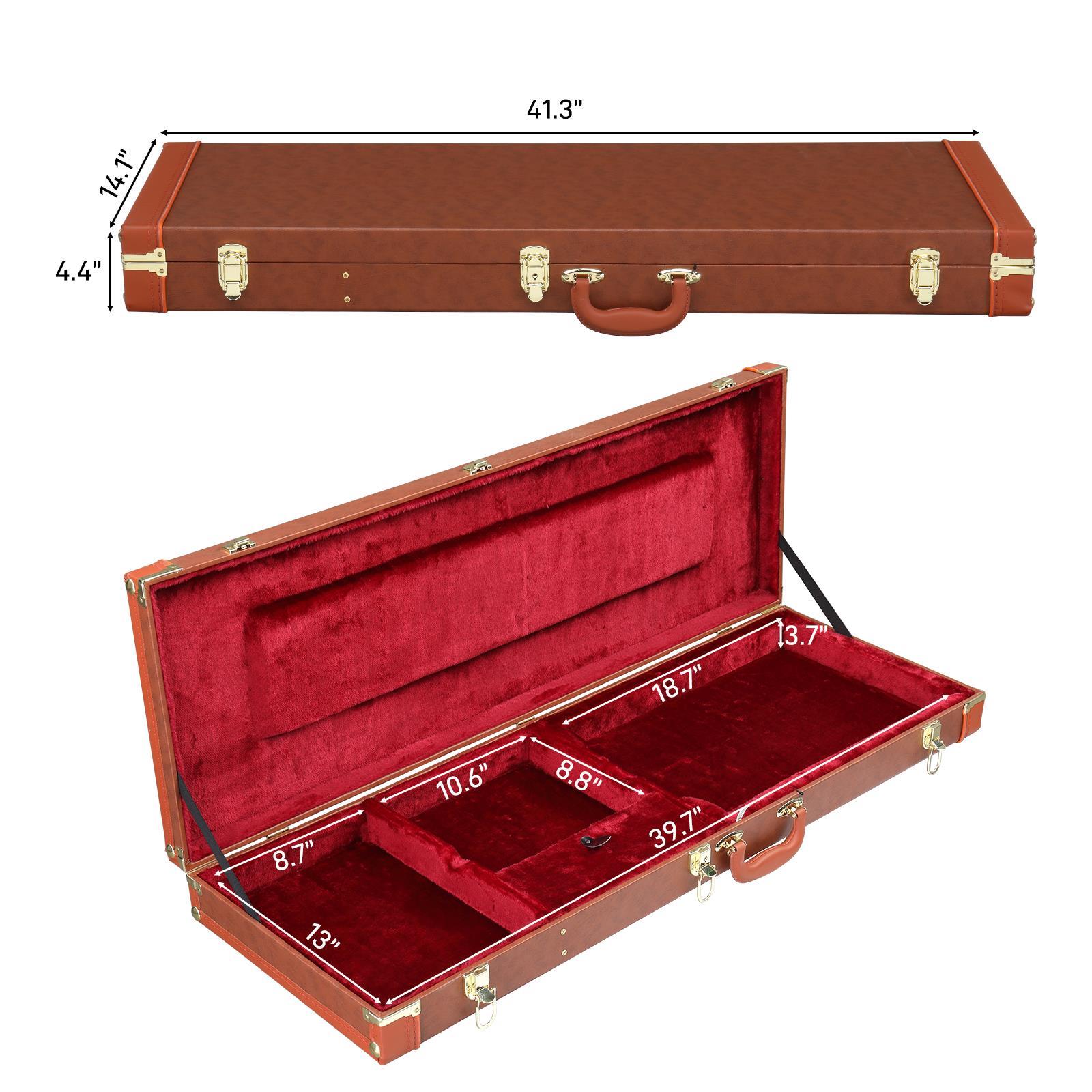 Electric Guitar Square Lockable Wood Hard Case Wooden Hard-Shell
