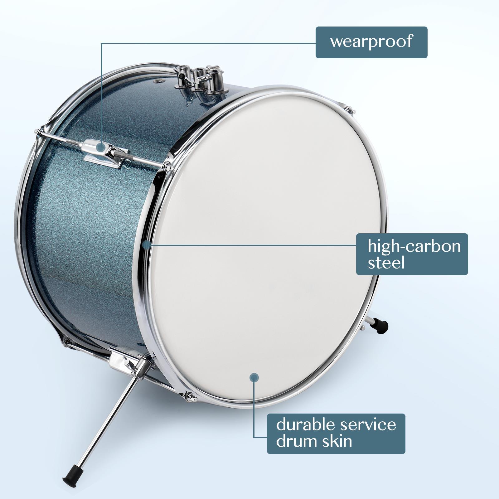 3- 5 Piece Junior Drum Set, Beginner Drum Kit with Throne, Cymbal