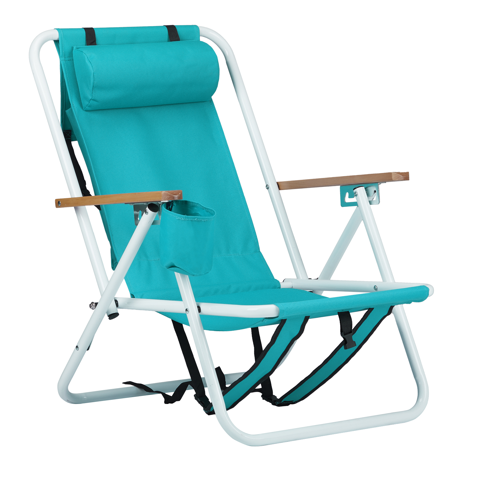 thumbnail image 2 of ALPHA CAMP 2-Pack Folding Beach Chairs - Portable Outdoor Lounge Chairs With Cooler Bag & Cushion 2 of 5