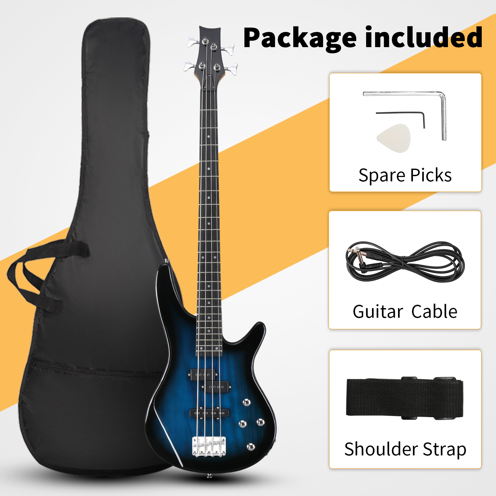 ギター 4strings Zimtown Exquisite 4-Strings Electric Bass Guitar with Guitar