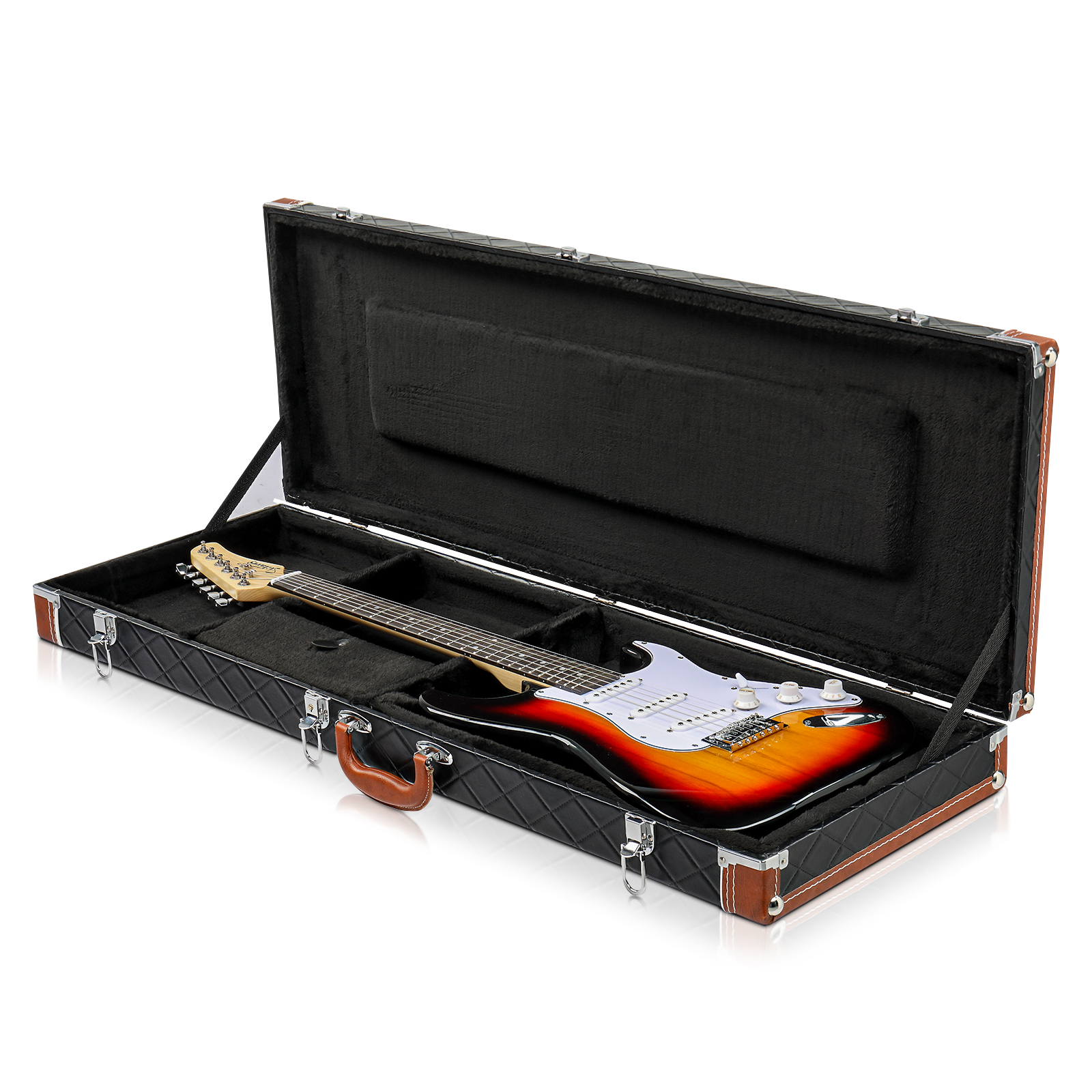 Ktaxon Portable Electric Guitar Case Hard Shell Square Wood
