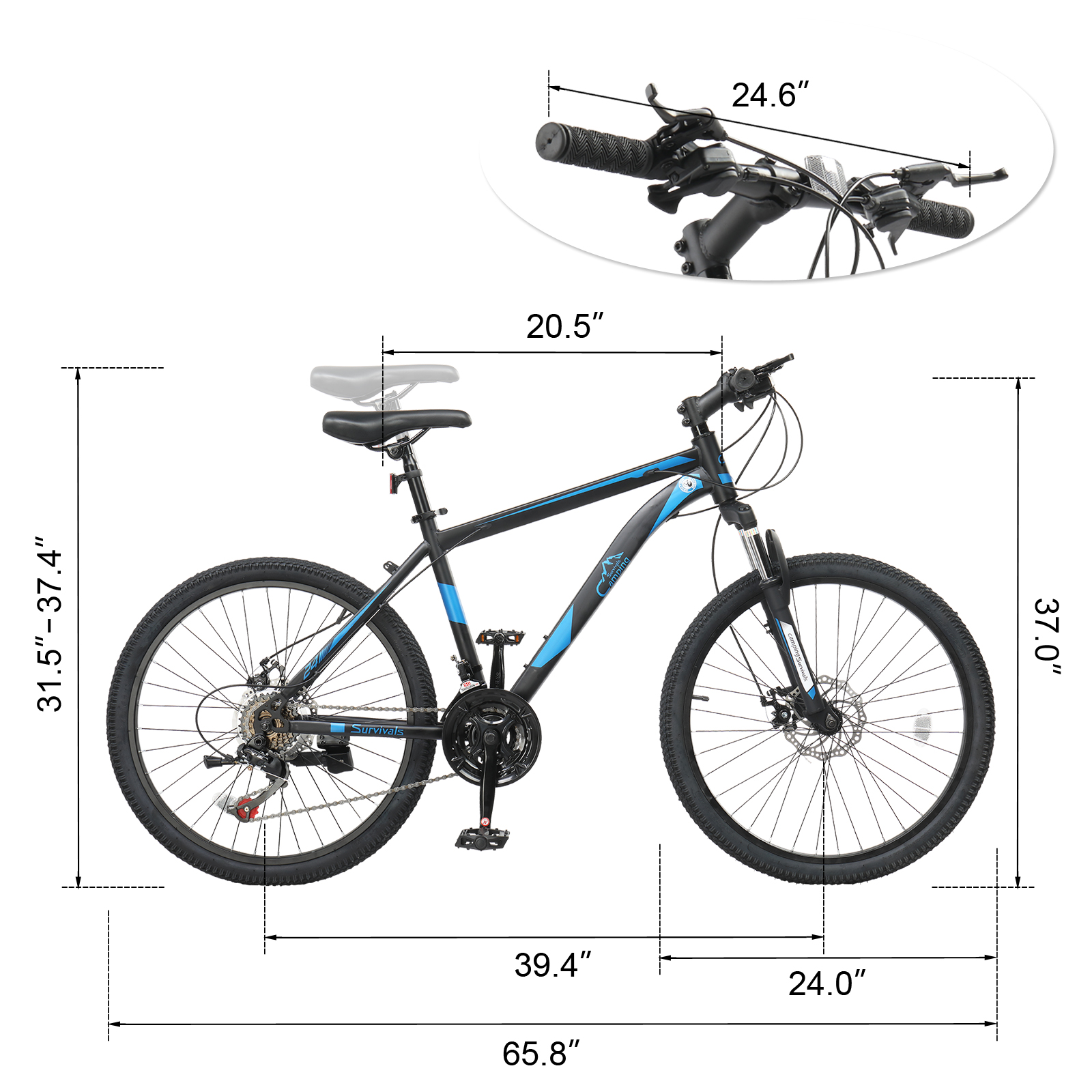 24 Inch Mountain Bike, 7/21-Speed Adult Bicycle with High Carbon