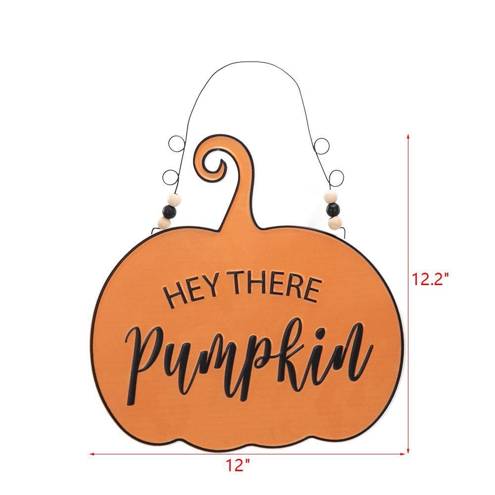 New /"HEY THERE Pumpkin/" Metal Sign Fall Decor Autumn Door Wall Hanging Wreath