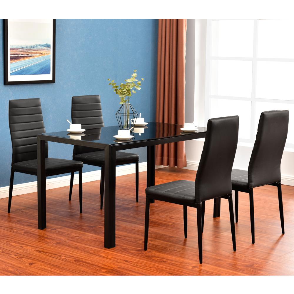 Modern 5 Pieces Dining Table Set Glass Top Dining Table Chair Set For 4 Person EBay