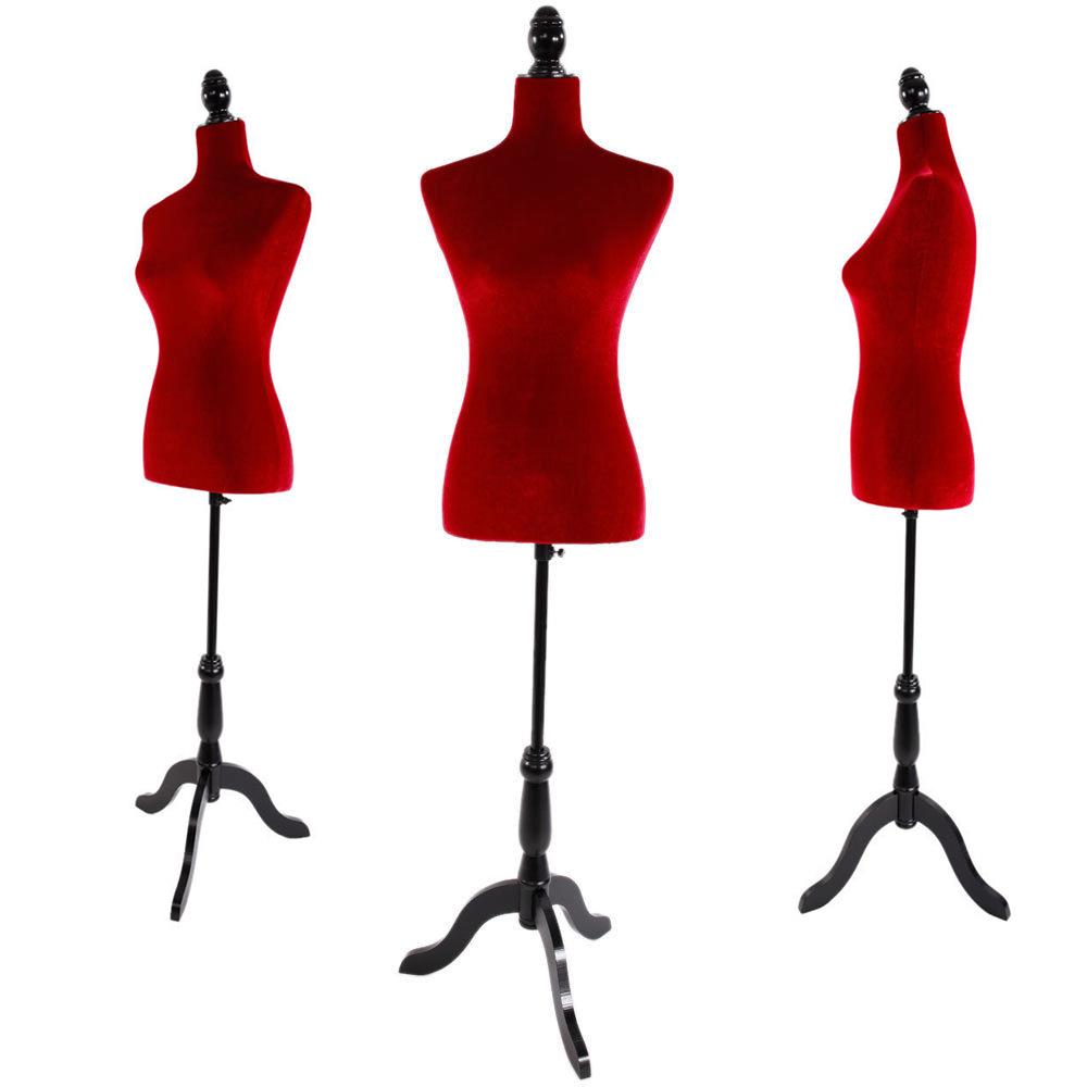 New Female Mannequin Torso Dress Form Display w//Adjustable Tripod Stand Red US