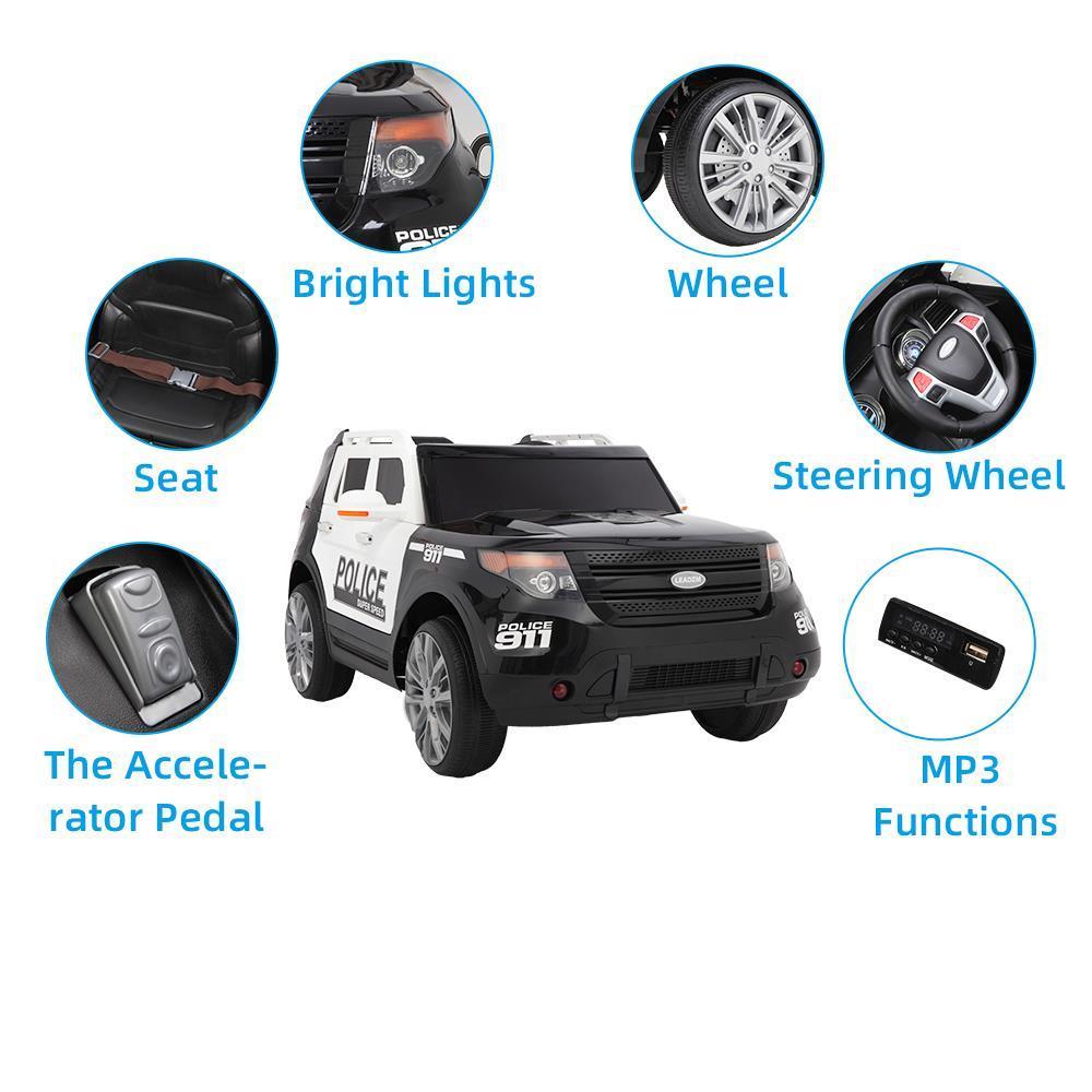 12V Kids Police Ride On SUV Car Toys Sirens, Light, Music, Remote