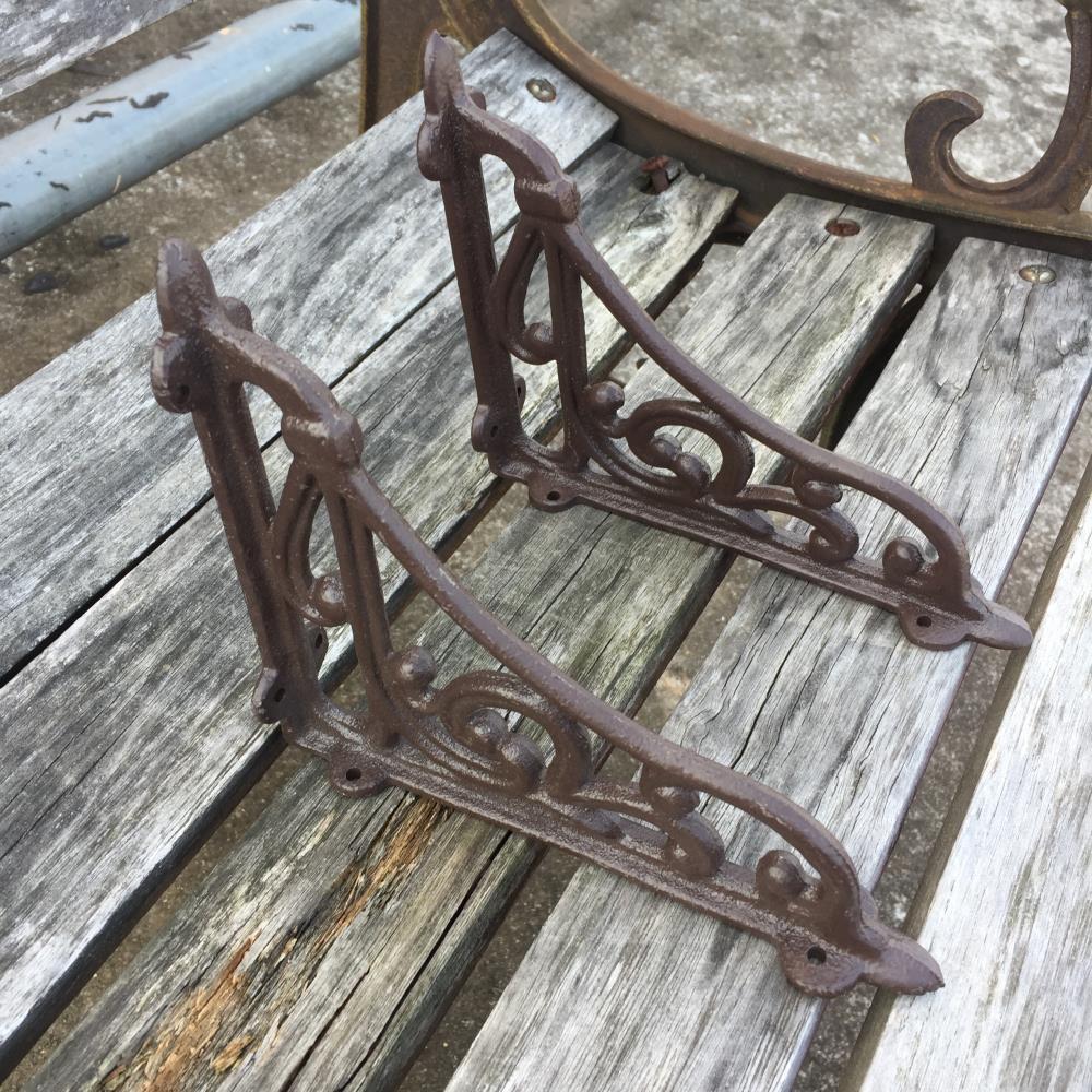 4Pcs Cast Iron Antique Style Brackets Garden Braces Rustic Shelf Bracket eBay