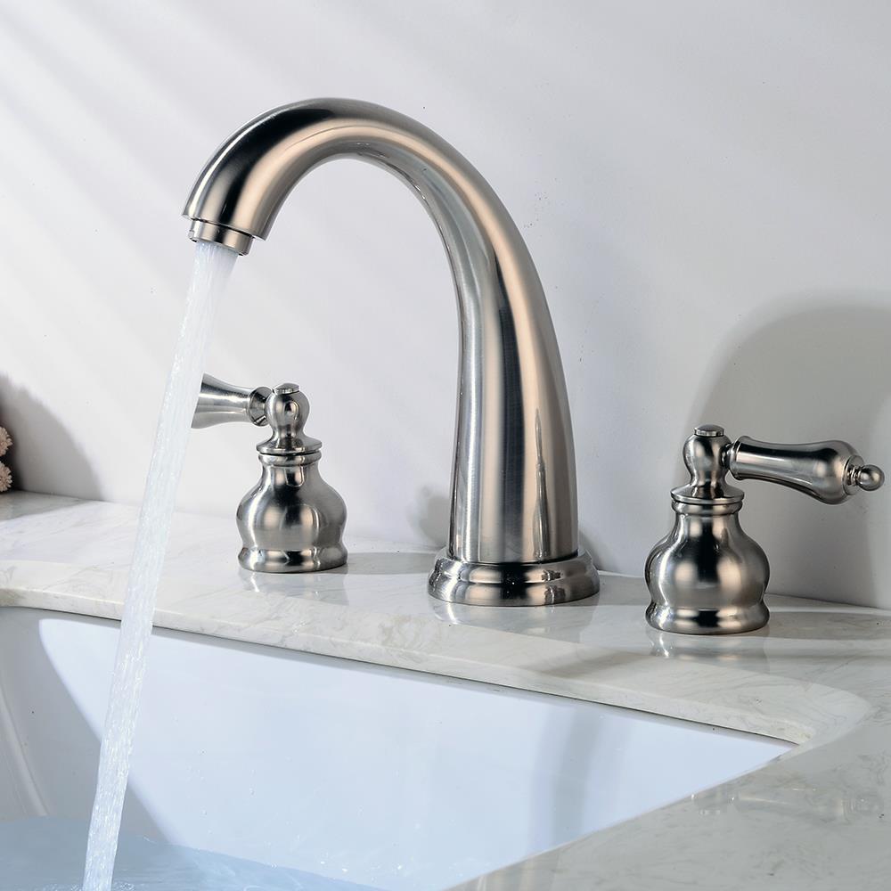 7/" Bathroom Faucet Brushed Nickel Widespread Three Holes//Two Handle Cold//Hot Tap