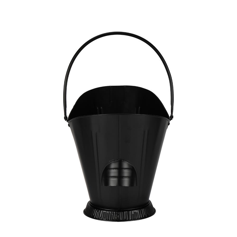 Black Fireplace Ash Bucket With Fire Pits Stove Sturdy Ashes Carrier