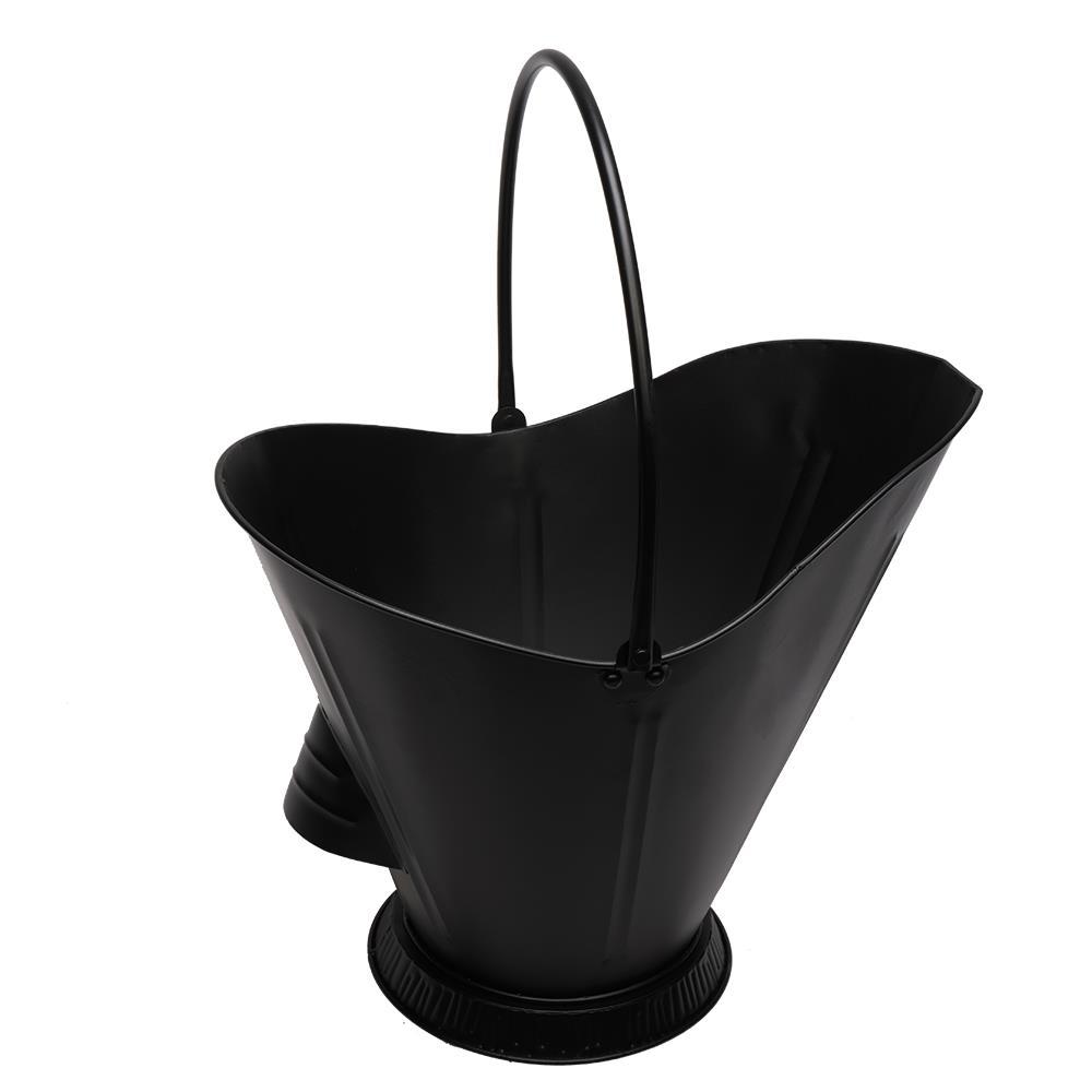 Black Fireplace Ash Bucket With Fire Pits Stove Sturdy Ashes Carrier