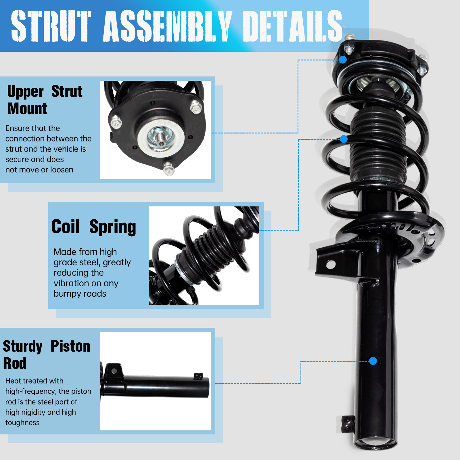 Pair Complete Front Struts Shock & Coil Spring Assembly For