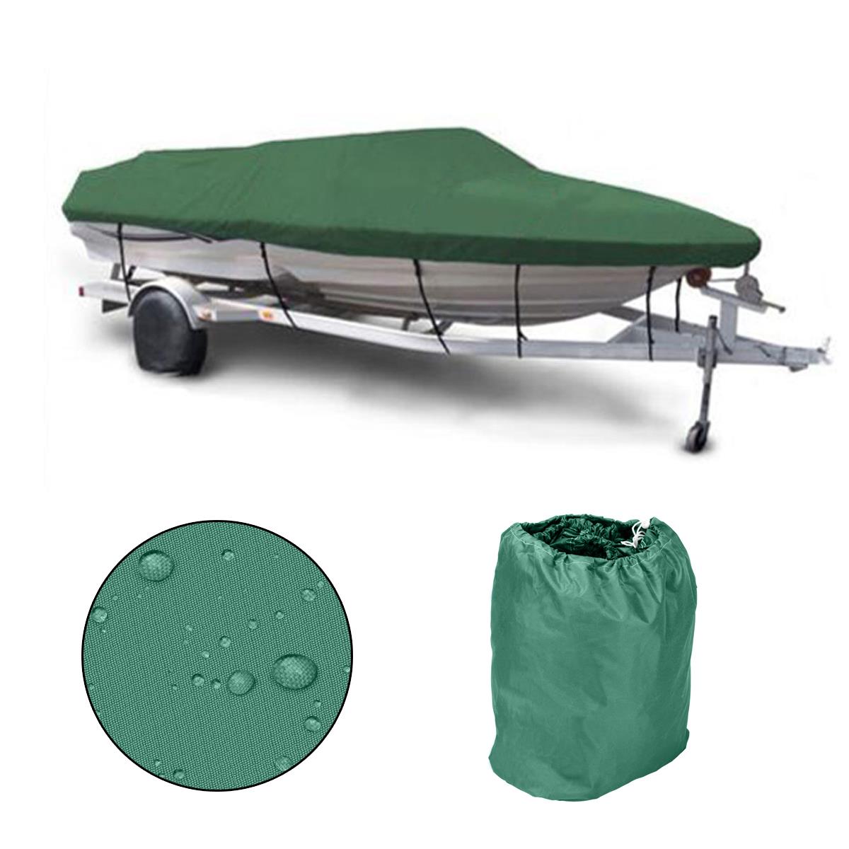 1618ft 600D Oxford Fabric Waterproof VHull Boat Cover Dark Army Green