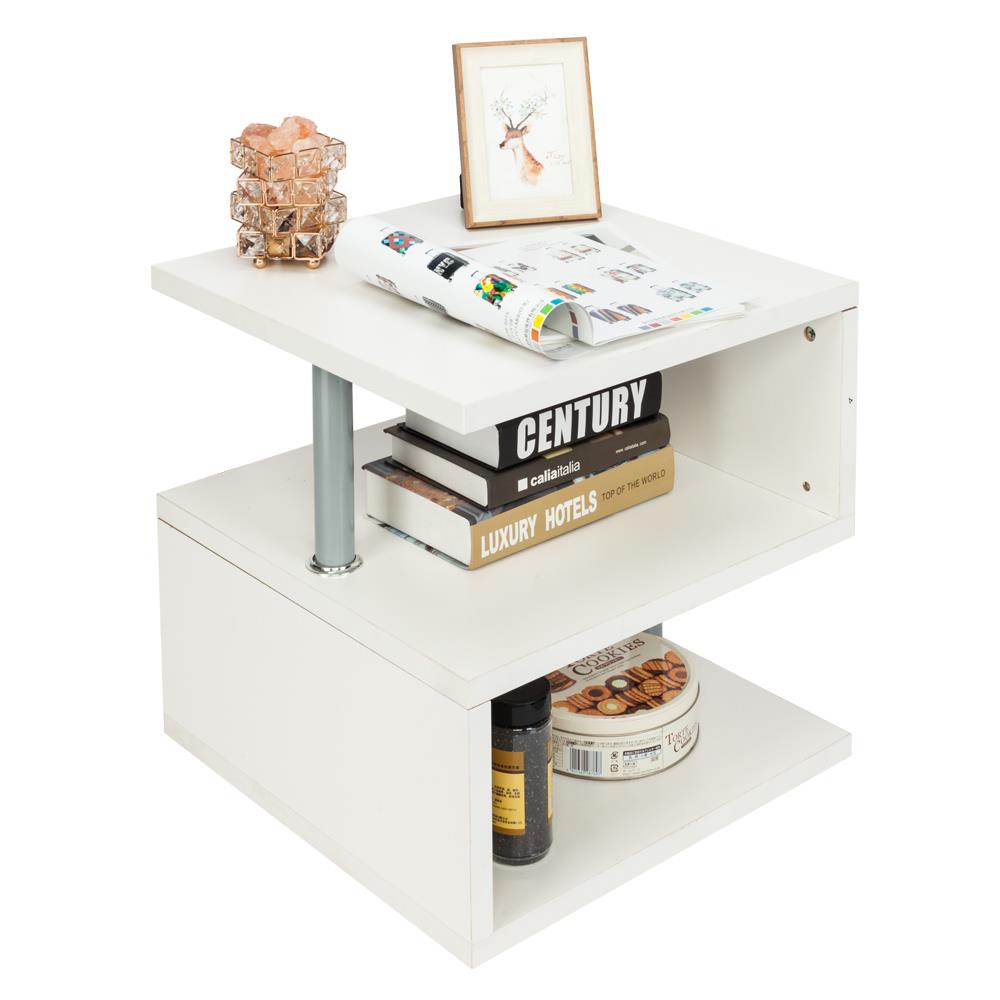 Modern Coffee Table Side End Table 2 Shelf Storage Living Room