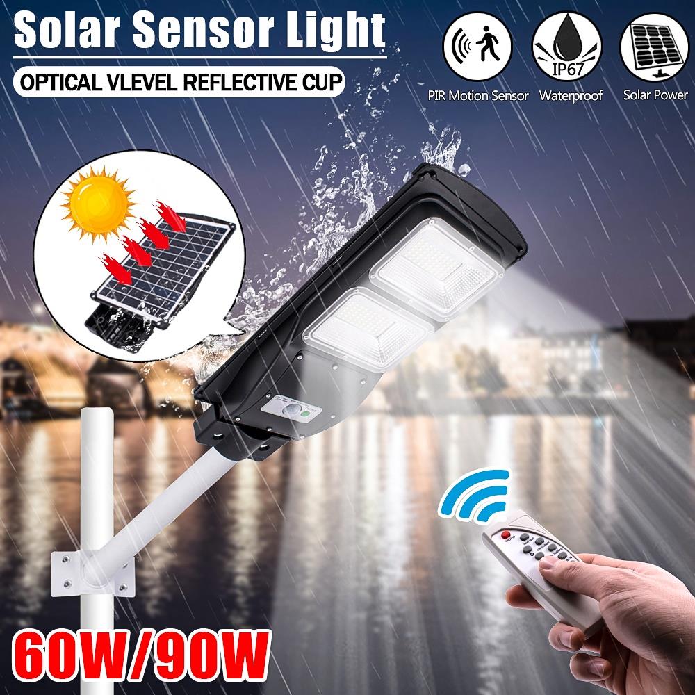 90W Solar Powered LED Street Light Radar Indution PIR Motion Sensor Wall Lamp