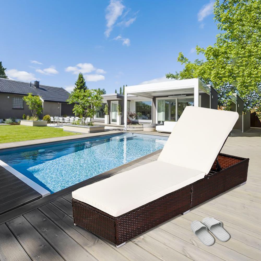 Outdoor Wicker Rattan Sunloungers Recliner Sun Bed Lounger Pool Garden Us Ebay