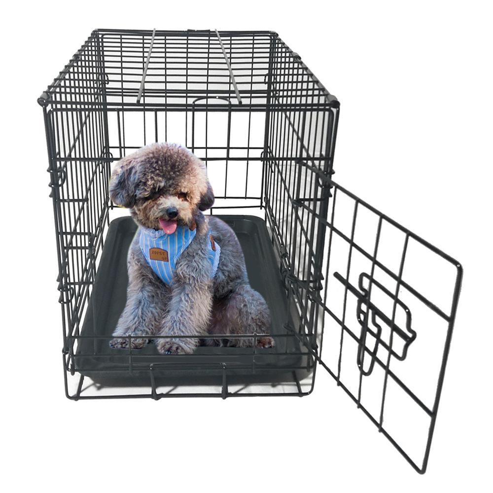36 Pet Kennel Crate Cage Cat Dog Folding Steel Crate Animal Playpen Wire Metal 2 Door Divider Plastic Tray Pan Playpen Wire Metal